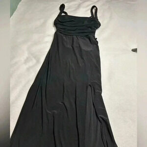 Long  black dress with slit